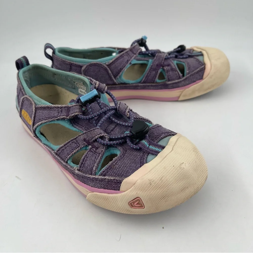 Keen Kids Newport H2 Purple Distressed Canvas Outdoor Hiking Water Shoes-Size 3Y